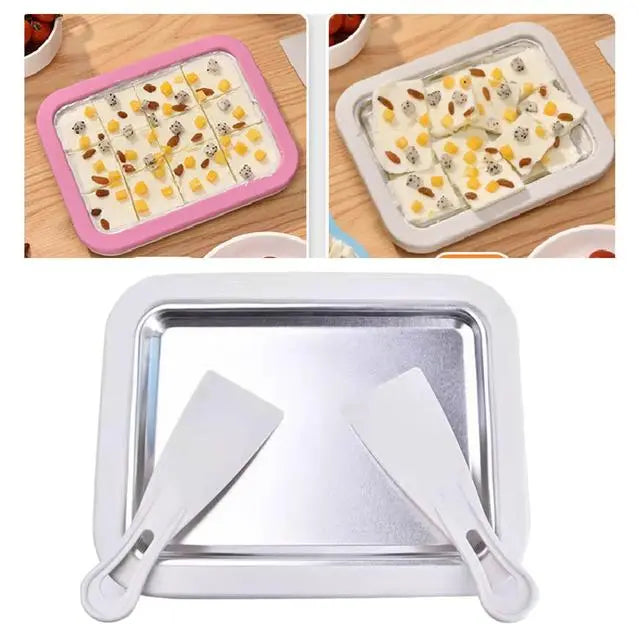 Ice Cream Roller Plate with 2 Spatulas - GLR SHOPPING