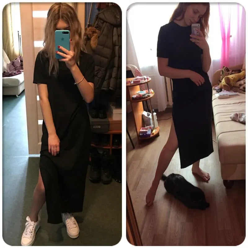 Black Split Long Dress - GLR SHOPPING