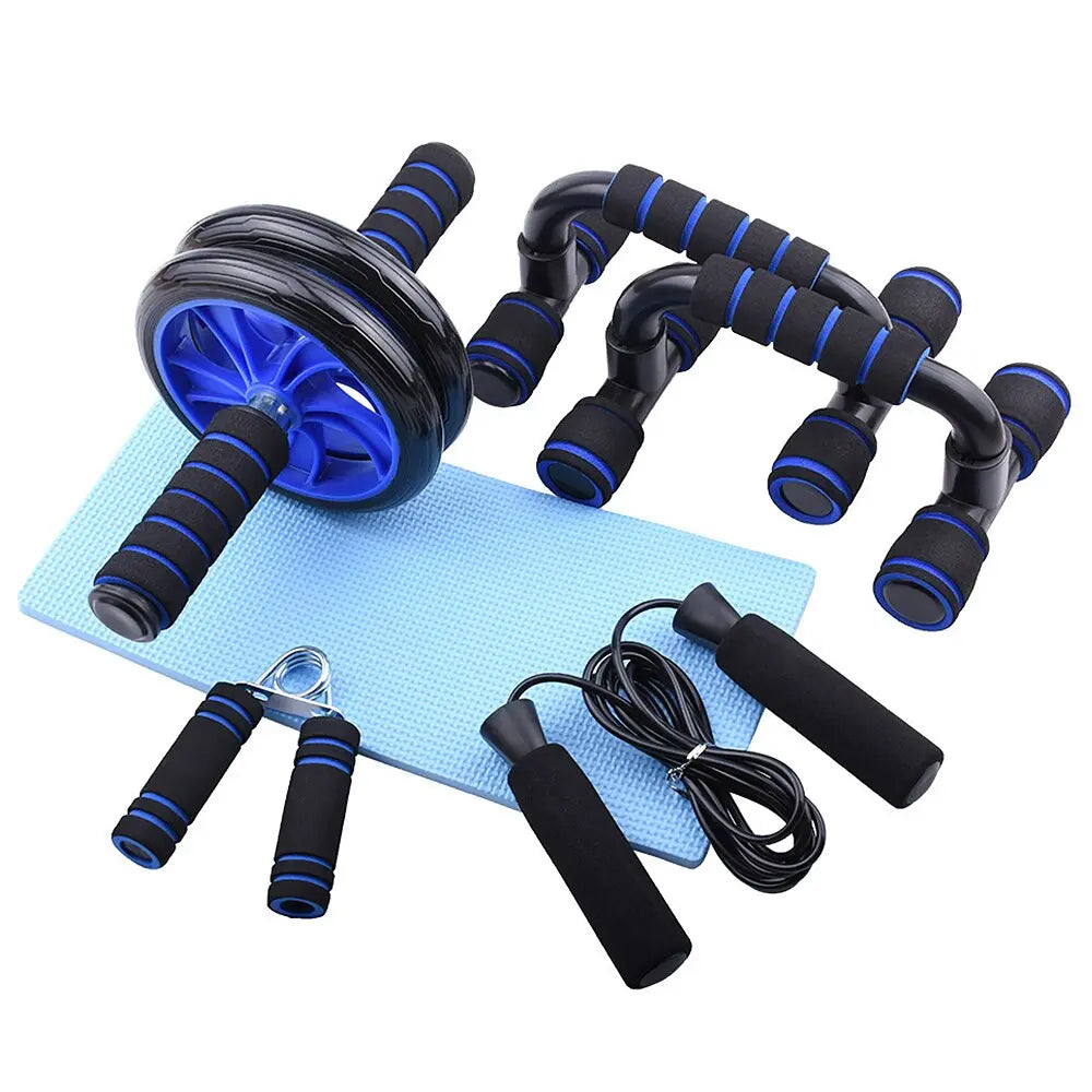 Muscle Exercise Equipment Abdominal Press Wheel Roller Home Fitness Equipment Gym Roller Trainer with Push UP Bar Jump Rope - GLR SHOPPING