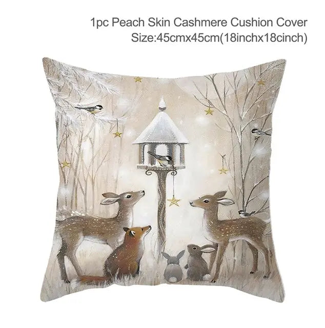 Christmas Elk Tree Cushion Cover - GLR SHOPPING