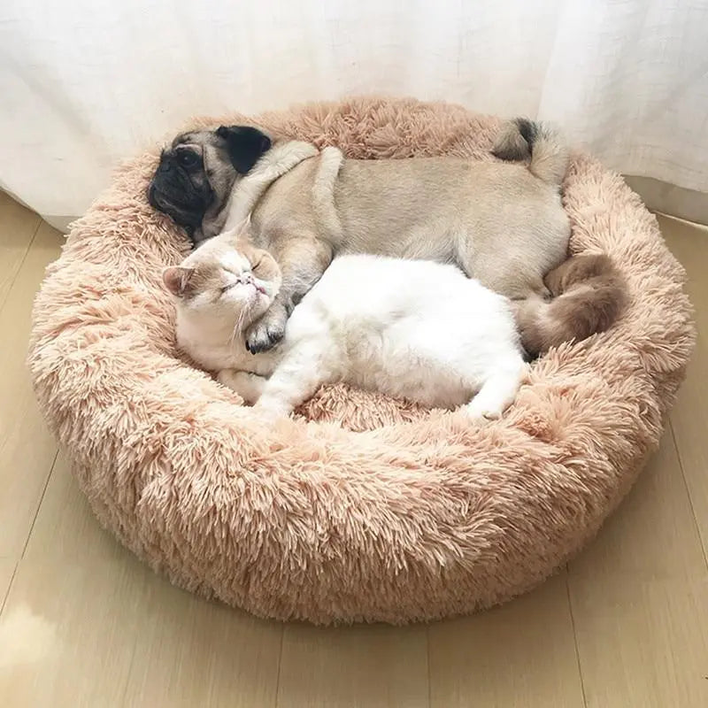 Super Soft Long Plush Donut Round Pet Bed - GLR SHOPPING