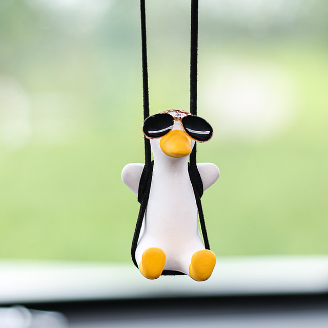 Gypsum Cute Anime Car Accessory Swing Duck Pendant