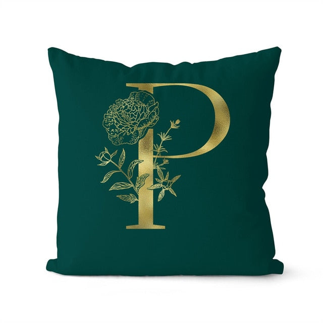 Green Pillowcase Gold Letters