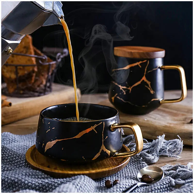 Coffee Mugs Marble Gold Inlay - GLR SHOPPING