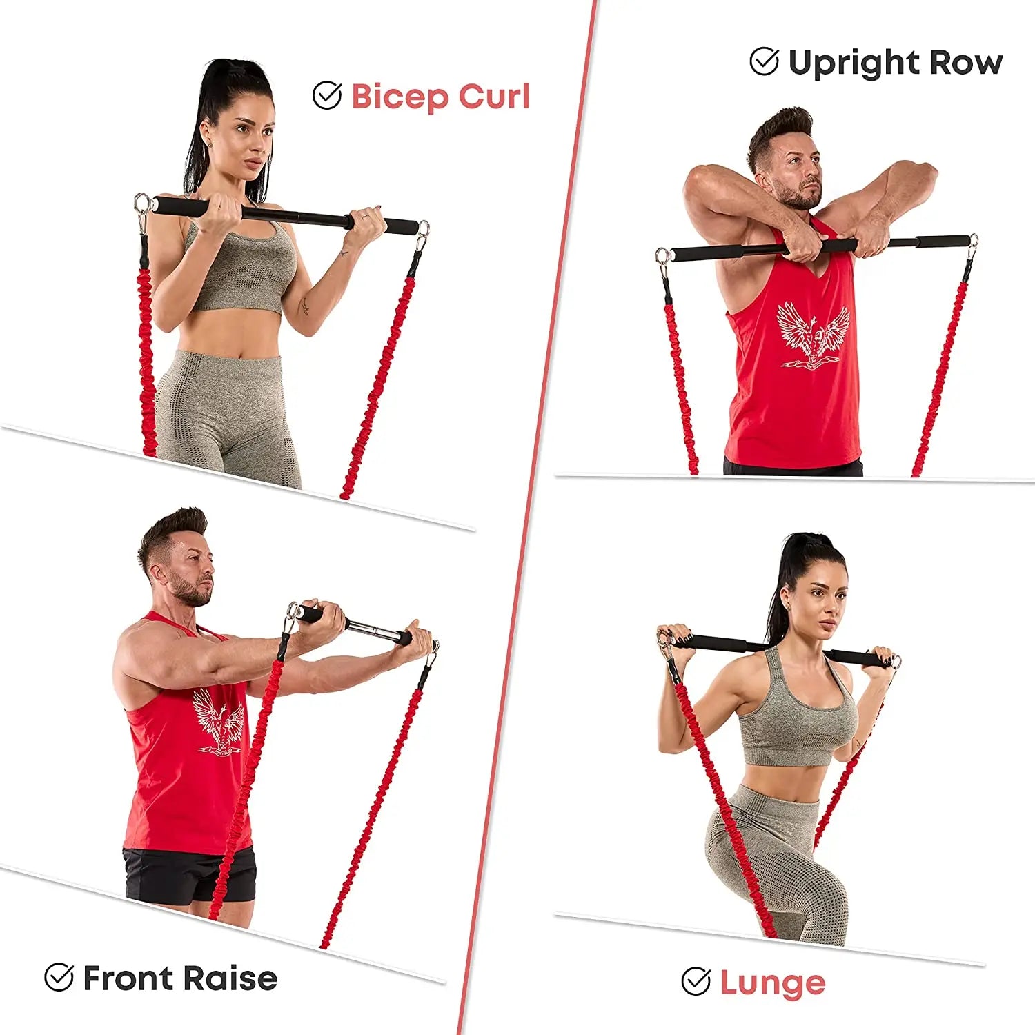 Workout Bar Fitness Resistance Bands Training Expander Gym Equipment - GLR SHOPPING