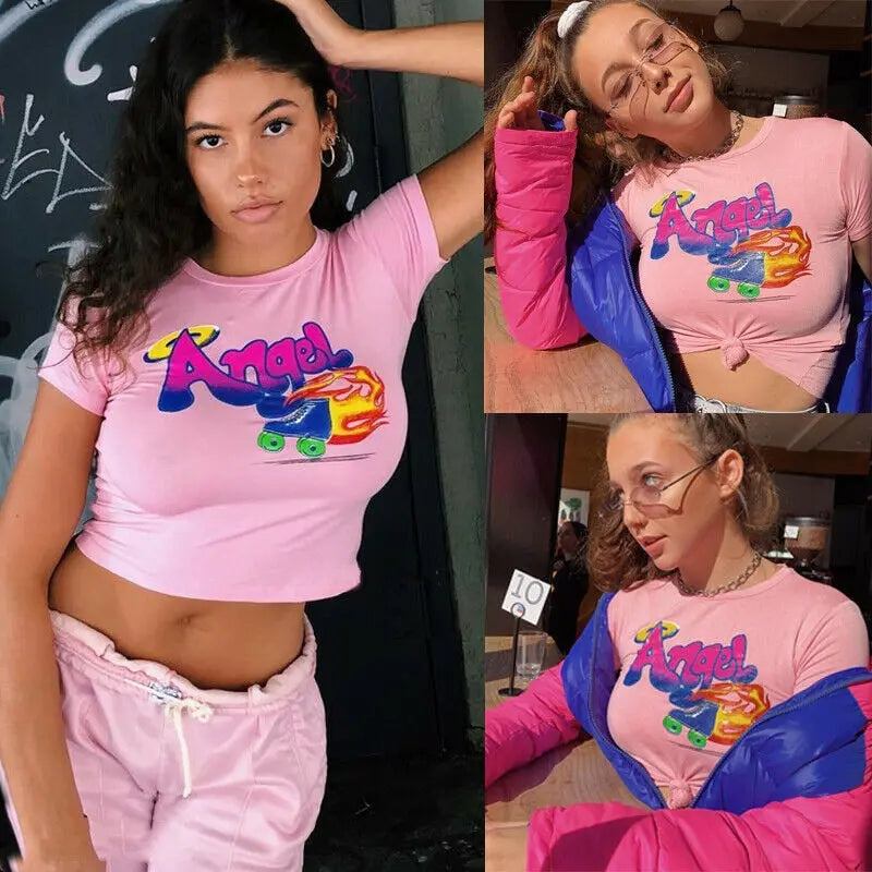 Angel Letter Printed Tees - GLR SHOPPING