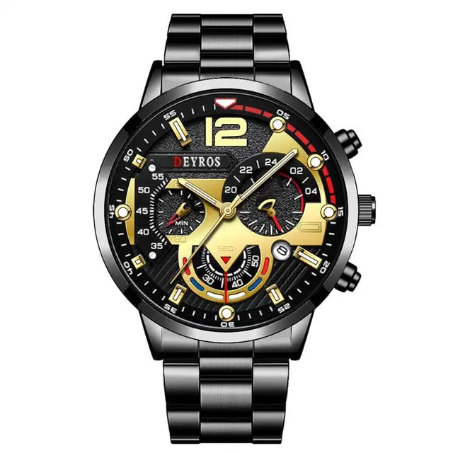 Luxury Mens Watches Male Gold Bracelet Stainless Steel Quartz Calendar Watch For Men Business Luminous Clock relogio masculino - GLR SHOPPING