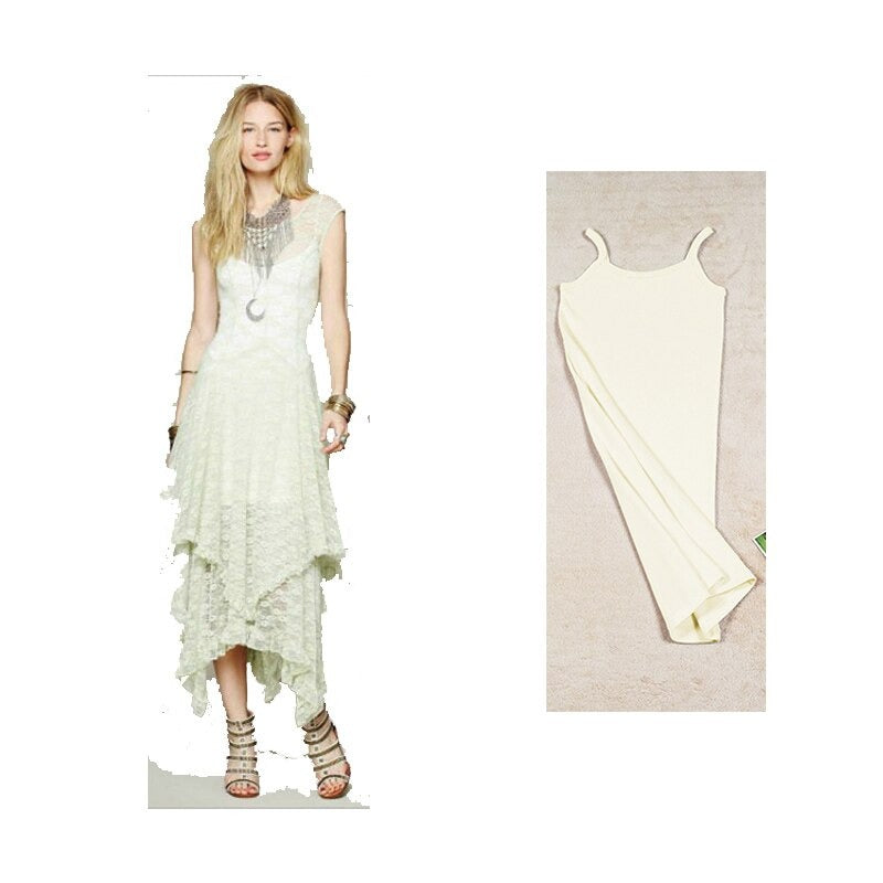 Asymmetric Hem Lace Dress