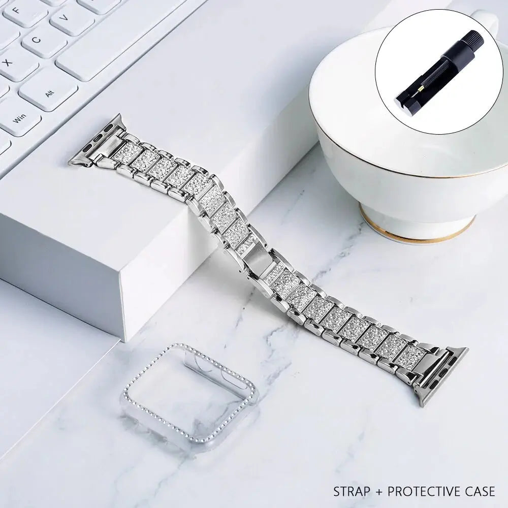 Band + Case Metal Strap For Apple Watches - GLR SHOPPING