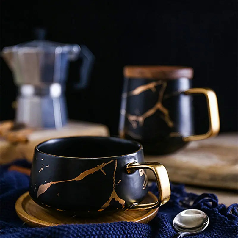 Coffee Mugs Marble Gold Inlay - GLR SHOPPING
