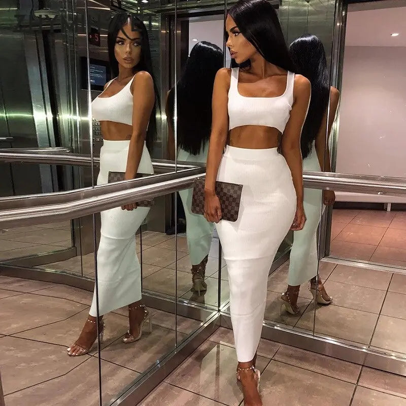 Neon Color Sexy Ribbed Dress Set - GLR SHOPPING