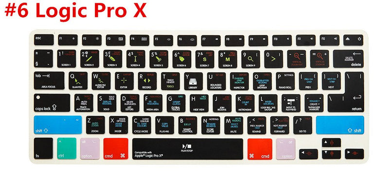 HRH Logic Pro X Shortcuts Silicone Keyboard Cover Skin For Macbook