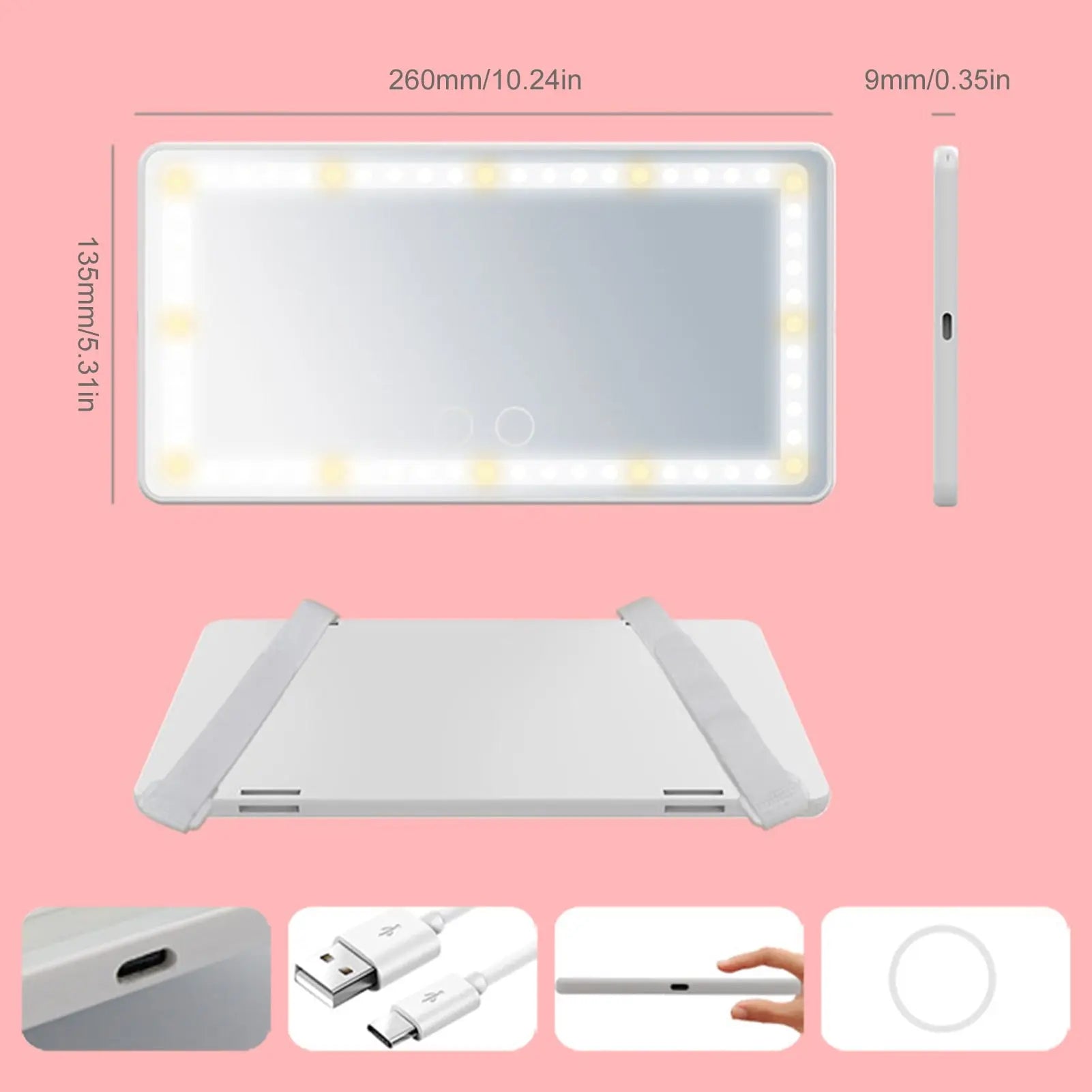 Car Visor Vanity Mirror with Lights - GLR SHOPPING