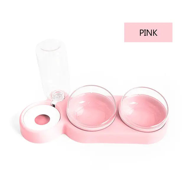Pet Bowl Double Bowls Food Water Feeder With Auto Water Dispenser - GLR SHOPPING