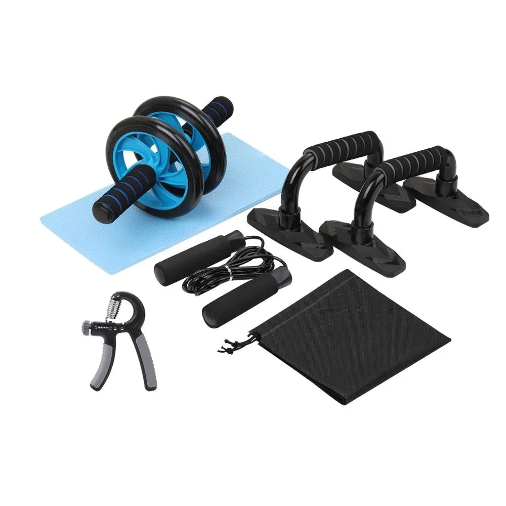 Muscle Exercise Equipment Abdominal Press Wheel Roller Home Fitness Equipment Gym Roller Trainer with Push UP Bar Jump Rope - GLR SHOPPING