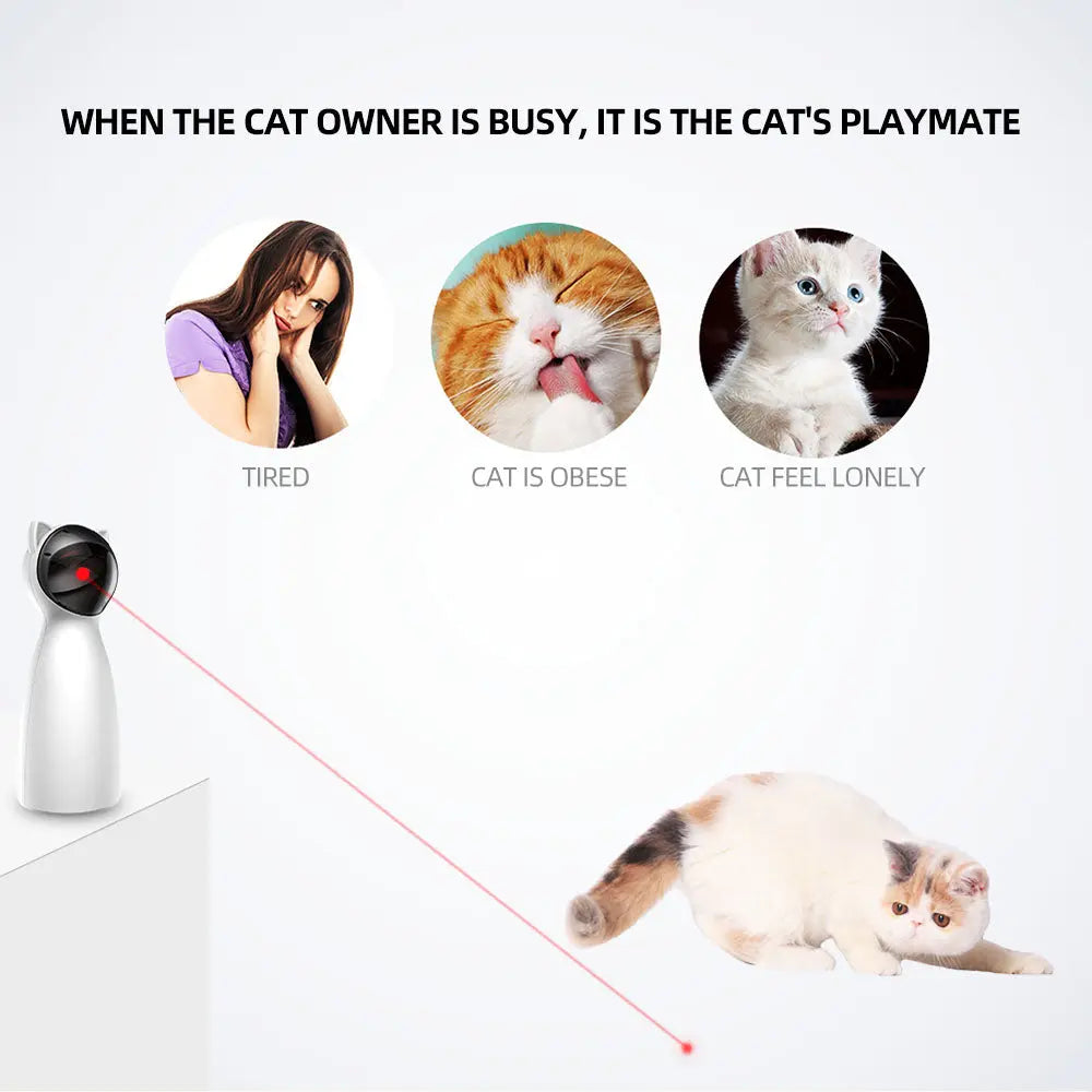 Cat Interactive Toy LED Laser Funny Toy Auto Rotating Cat Exercise Training Entertaining Toy Multi-Angle Adjustable USB Charge - GLR SHOPPING