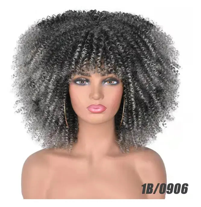 Curly Wig With Bangs - GLR SHOPPING