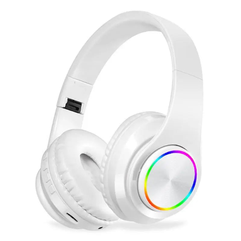 Wireless Bluetooth headphones luminous deep bass stereo sports headphones with microphone card slot Rainbow LED fashion headphones - GLR SHOPPING