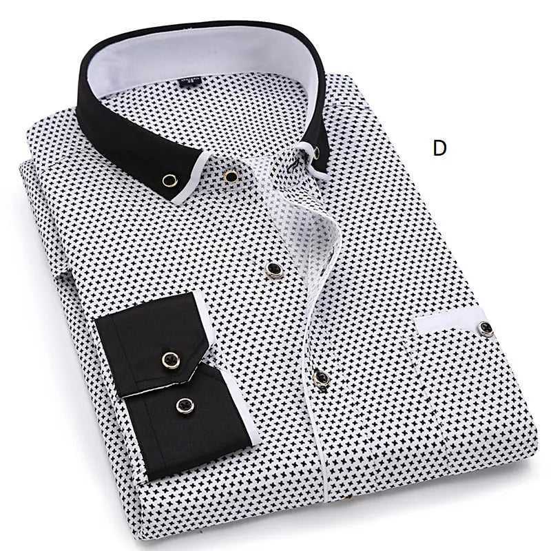 Men Fashion Casual Long Sleeved Printed shirt - GLR SHOPPING
