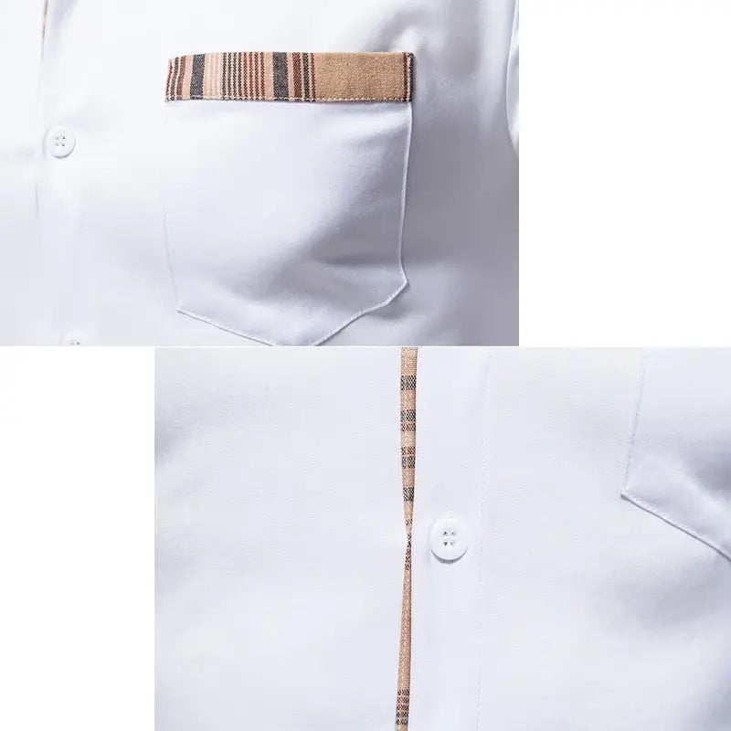Plaid Patchwork Formal Shirts for Men - GLR SHOPPING