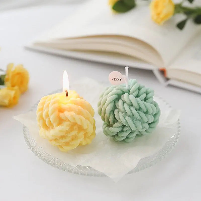 Creative Handmade Wool Ball Candle - GLR SHOPPING