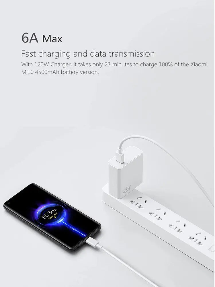 Xiaomi 120w Max Charger EU Original Fast Charge 6A Type C Data Cable For Xiaomi Mix 4 11T 12 12S 12T Pro Poco F4 GT Cell Phones - GLR SHOPPING