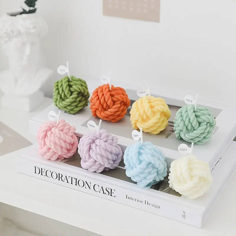 Creative Handmade Wool Ball Candle - GLR SHOPPING