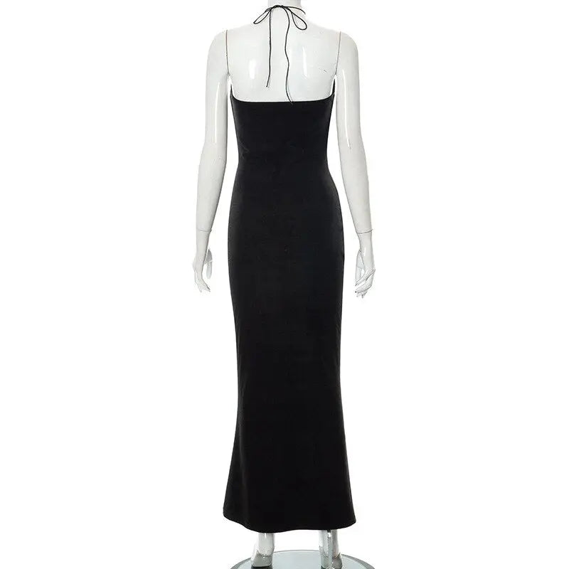 Backless Halter Long Dress - GLR SHOPPING