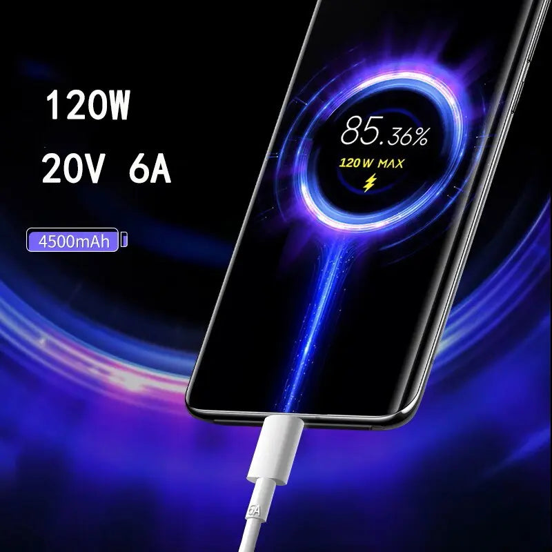 Xiaomi 120w Max Charger EU Original Fast Charge 6A Type C Data Cable For Xiaomi Mix 4 11T 12 12S 12T Pro Poco F4 GT Cell Phones - GLR SHOPPING