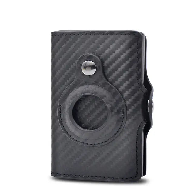 a black leather case with a camera on it