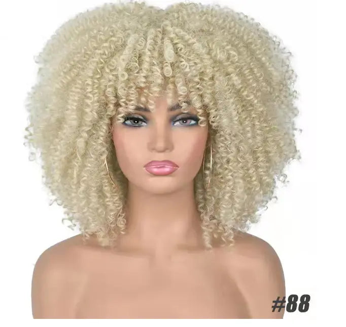 Curly Wig With Bangs - GLR SHOPPING