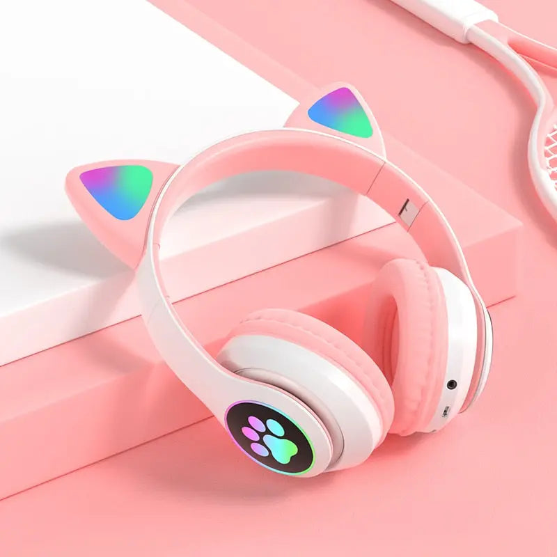 New Arrival LED Cat Ear Noise Cancelling Headphones Bluetooth 5.0 Young People Kids Headset Support TF Card 3.5mm Plug with Mic - GLR SHOPPING