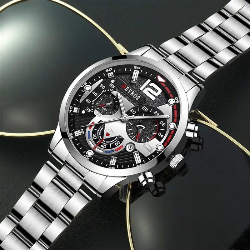 Luxury Mens Watches Male Gold Bracelet Stainless Steel Quartz Calendar Watch For Men Business Luminous Clock relogio masculino - GLR SHOPPING
