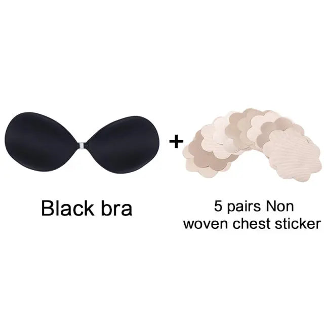 Sexy Sujetador Women&#39;s bra Invisible Push Up Bra Self-Adhesive Silicone Seamless Front Closure Sticky Backless Strapless Bra - GLR SHOPPING