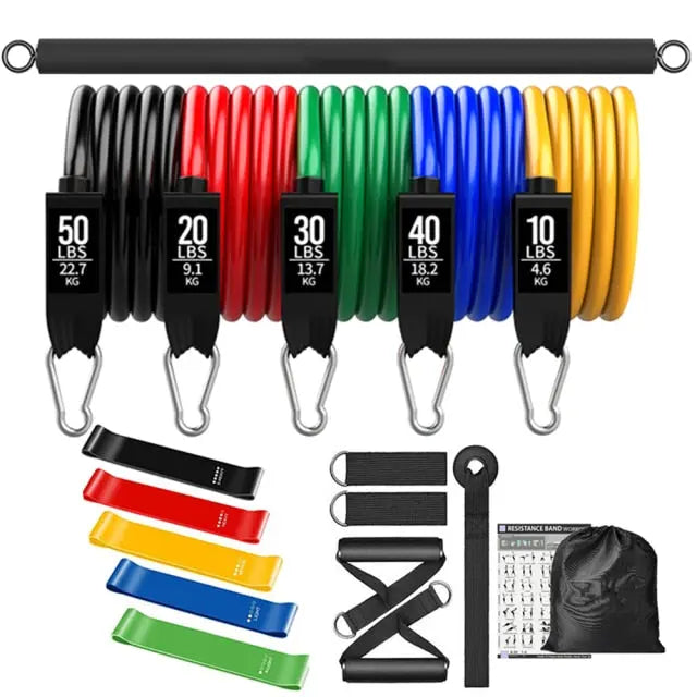 Workout Bar Fitness Resistance Bands Training Expander Gym Equipment - GLR SHOPPING