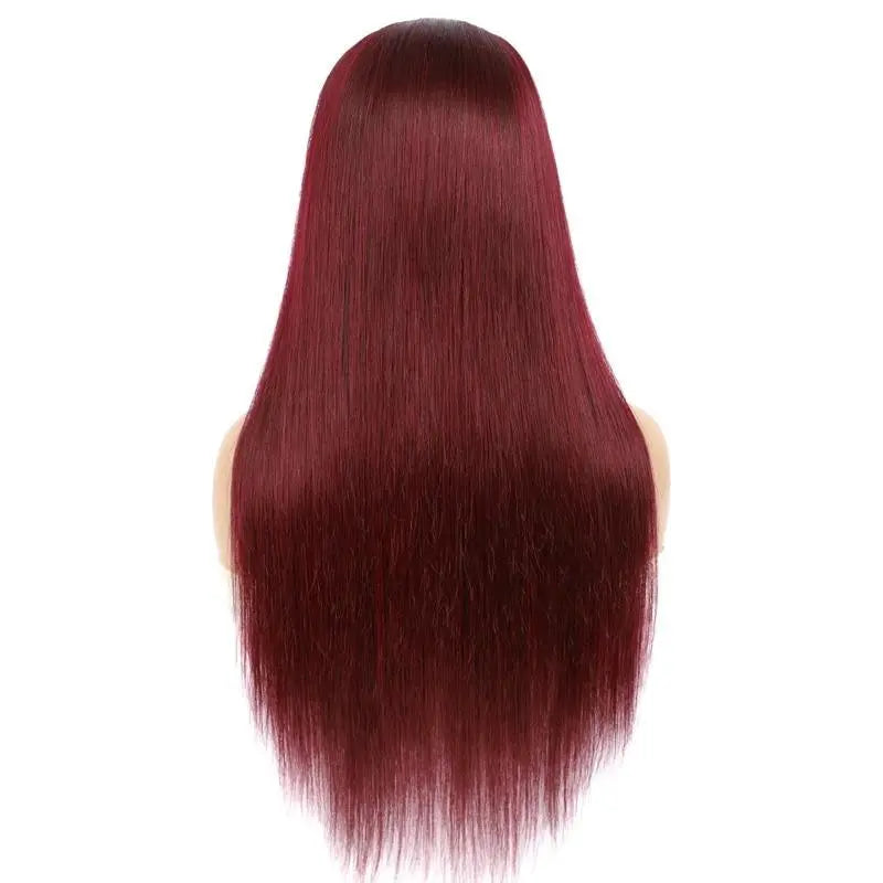 Burgundy Headband Straight Human Hair Wig #99J  Scarf Wig No GLUE Easy - GLR SHOPPING