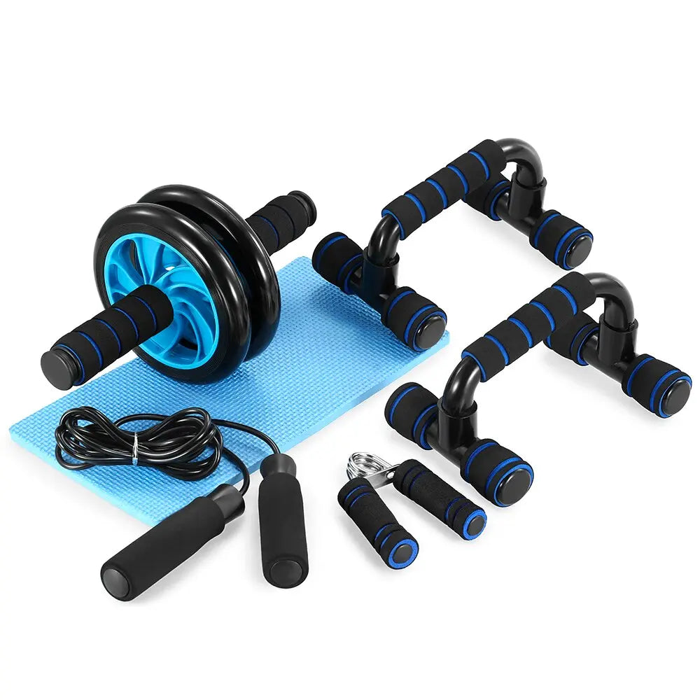 Muscle Exercise Equipment Abdominal Press Wheel Roller Home Fitness Equipment Gym Roller Trainer with Push UP Bar Jump Rope - GLR SHOPPING