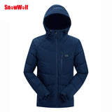 Men Winter Outdoor USB Infrared Heating Hooded Jacket