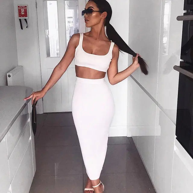 Neon Color Sexy Ribbed Dress Set - GLR SHOPPING