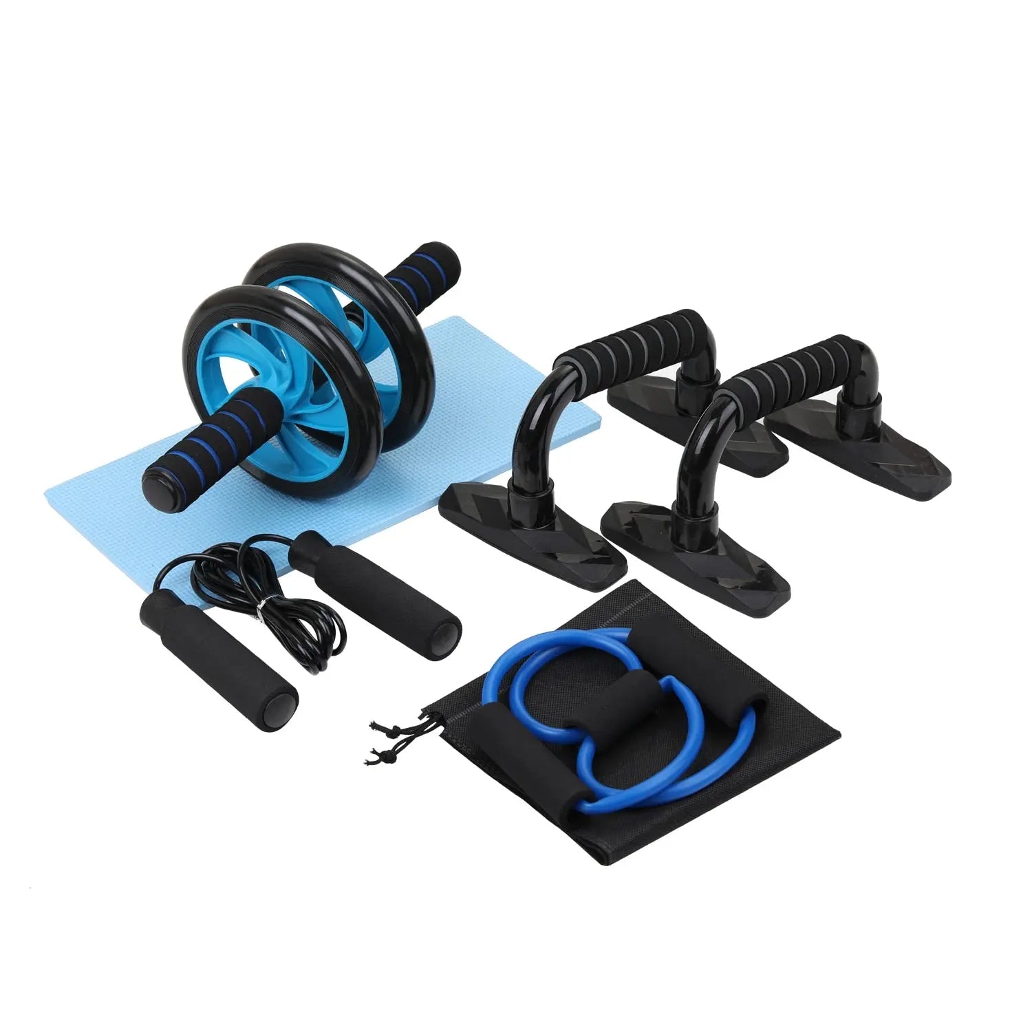 Muscle Exercise Equipment Abdominal Press Wheel Roller Home Fitness Equipment Gym Roller Trainer with Push UP Bar Jump Rope - GLR SHOPPING
