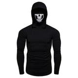 Autumn New Elastic Fitness Men's Ninja Suit Hooded Slim Long sleeved T