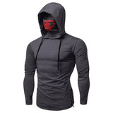 Autumn New Elastic Fitness Men's Ninja Suit Hooded Slim Long sleeved T