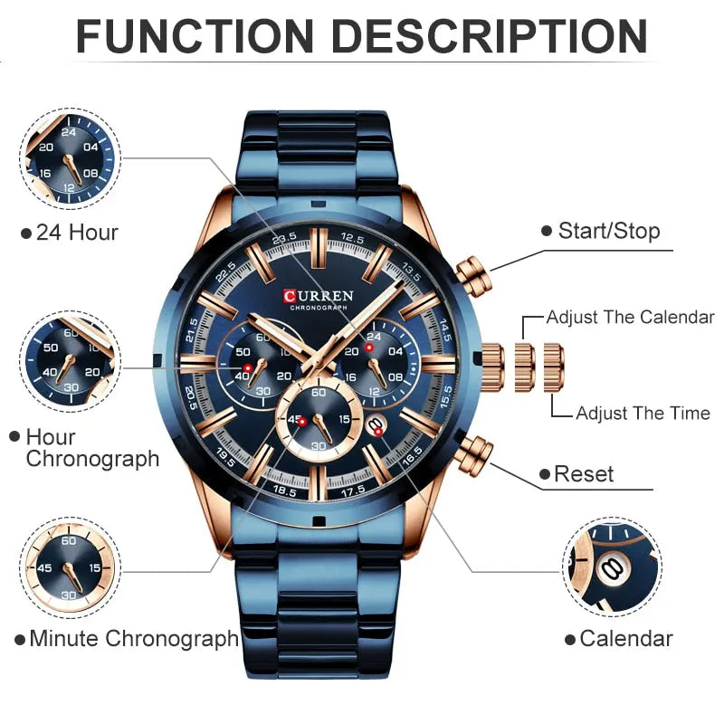 CURREN Men Watch Top Brand Luxury Sports Quartz Mens Watches - GLR SHOPPING