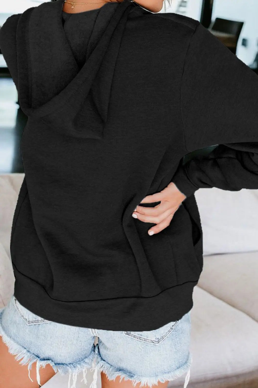 Casual Black Zip-up Hoodie Jacket - GLR SHOPPING