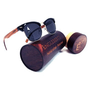 Real Walnut Wood Club Style Sunglasses With Bamboo Case, Polarized - GLR SHOPPING