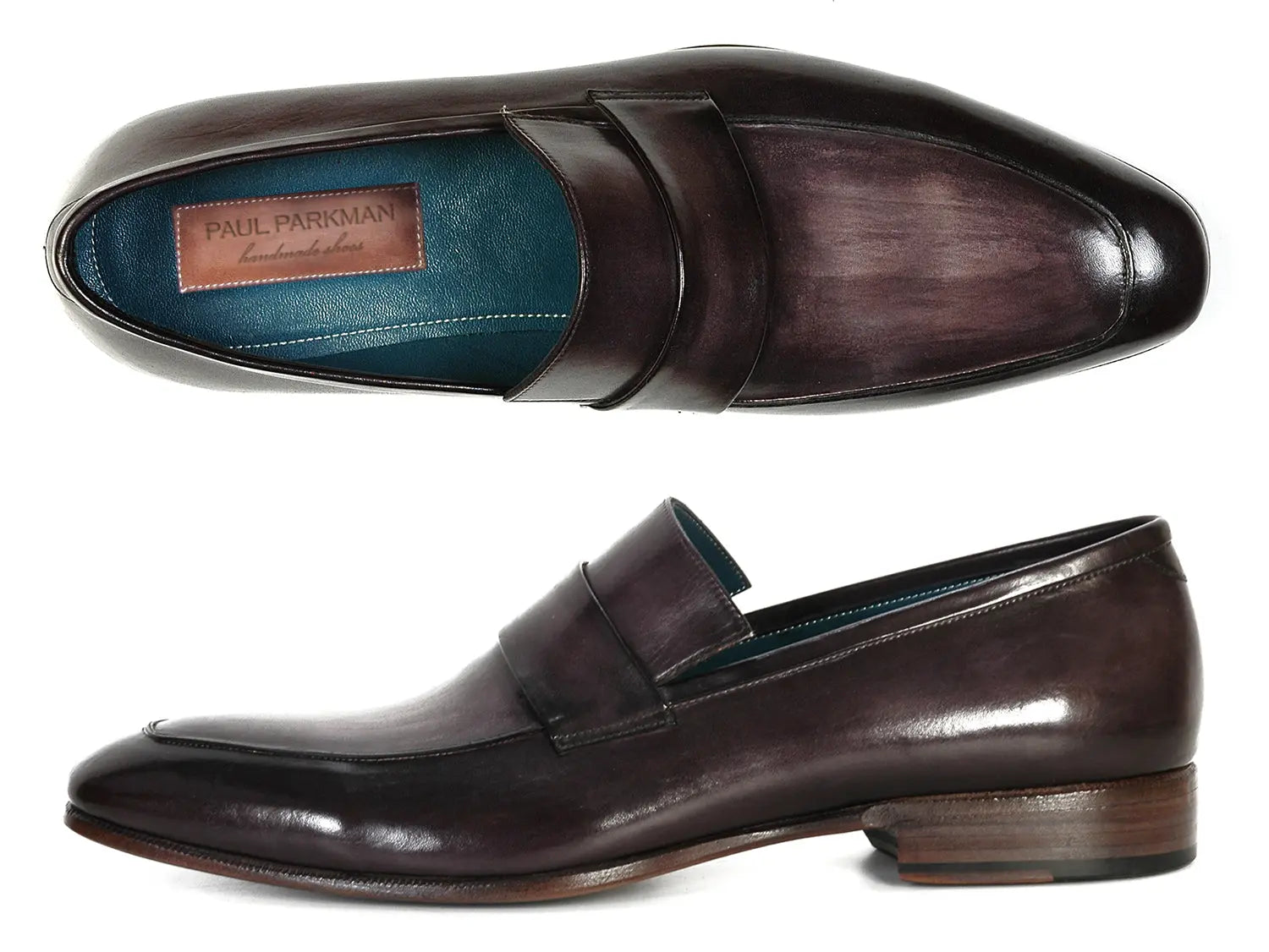 Paul Parkman Men's Loafer Black & Gray Hand-Painted Leather Upper with - GLR SHOPPING
