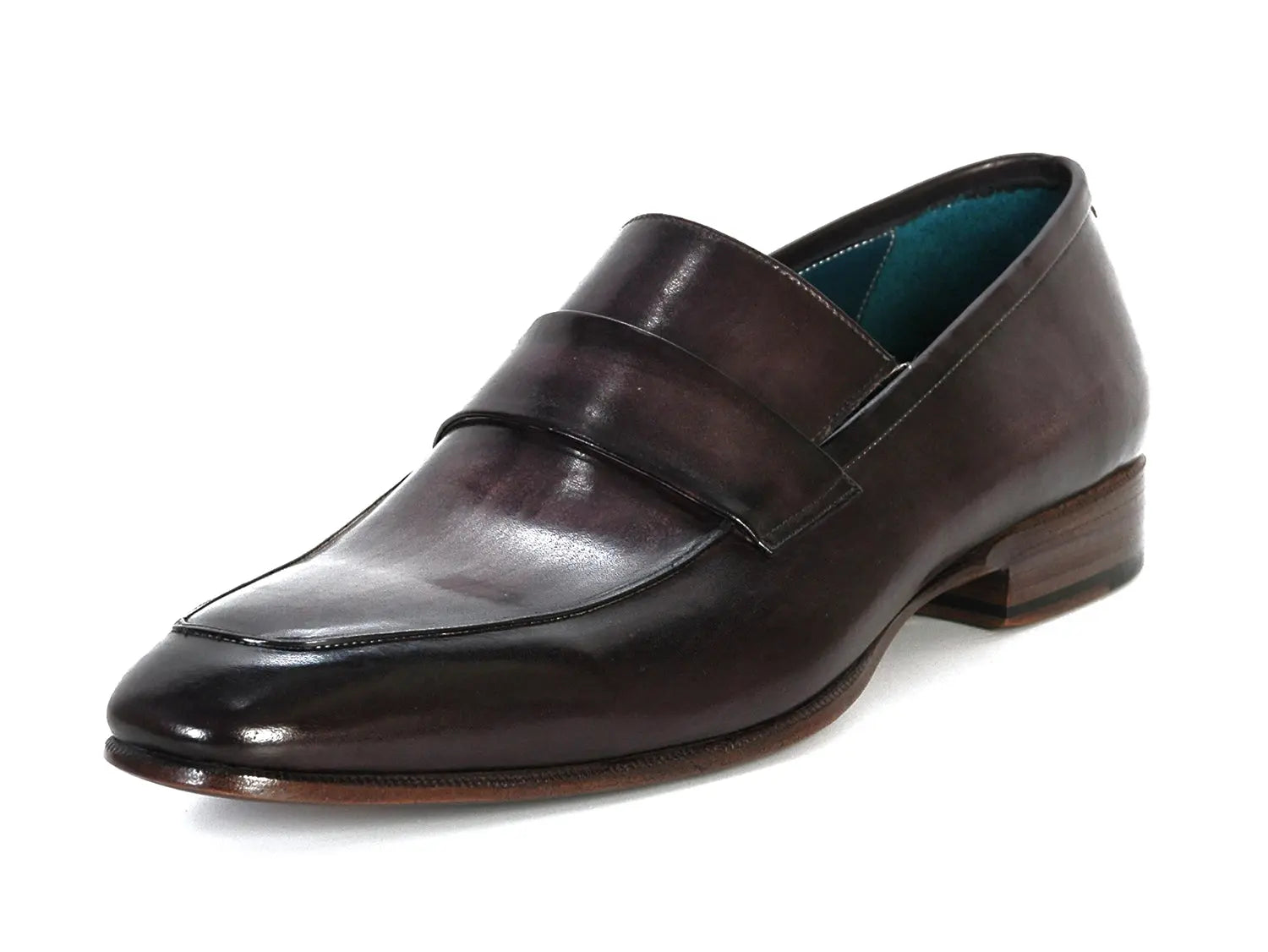 Paul Parkman Men's Loafer Black & Gray Hand-Painted Leather Upper with - GLR SHOPPING