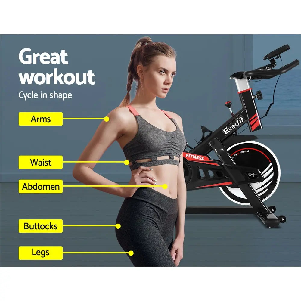 Everfit Spin Exercise Bike Fitness Commercial Home Workout Gym Equipme - GLR SHOPPING