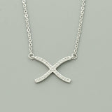 Elegant Women Choker Necklace Clear CZ Cross X