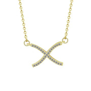 Elegant Women Choker Necklace Clear CZ Cross X - GLR SHOPPING